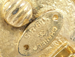 Chanel Vintage Round Clip-On Earrings Metal with Faux Pearl