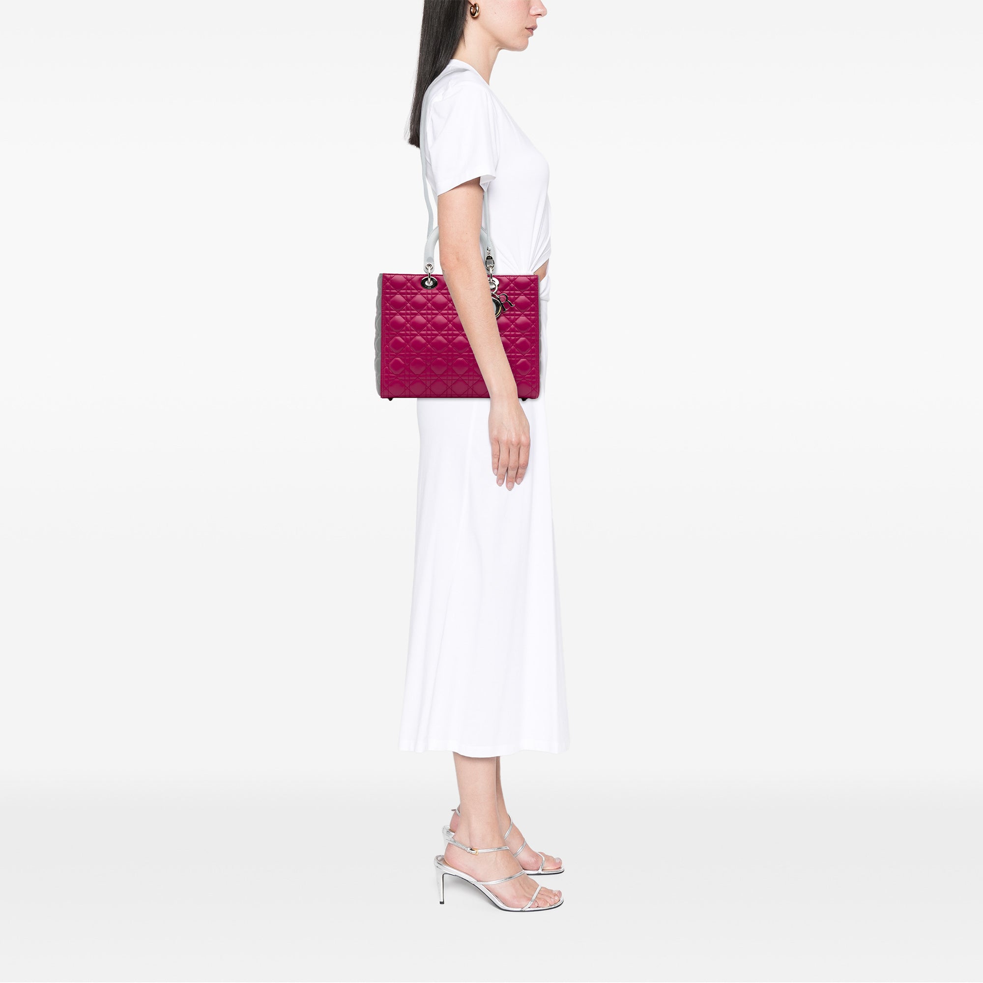 Large Bicolor Lambskin Cannage Lady Dior