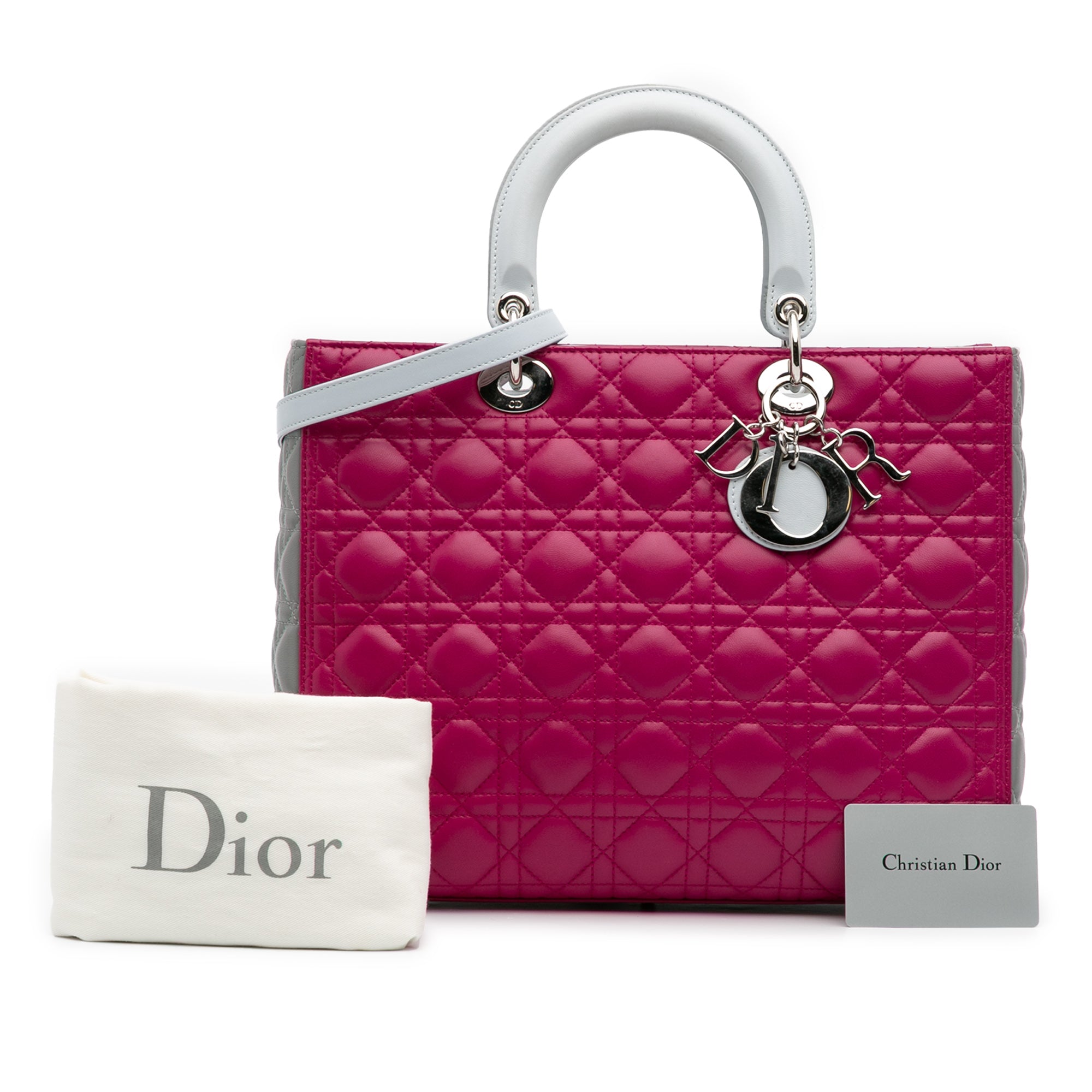 Large Bicolor Lambskin Cannage Lady Dior
