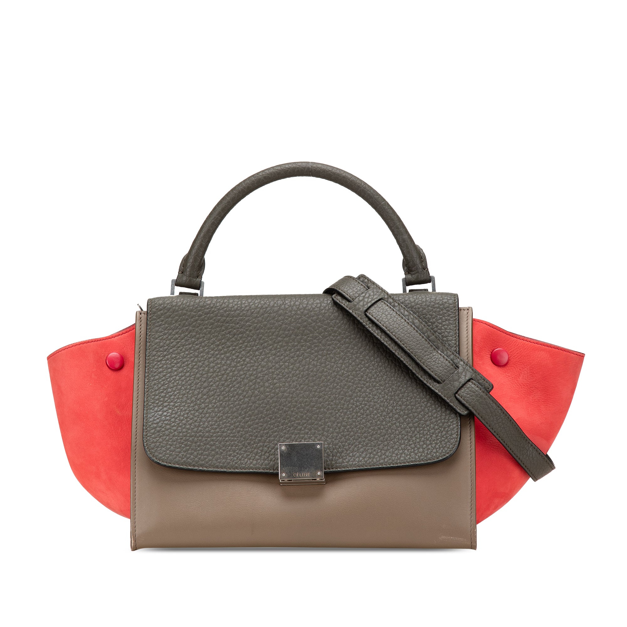 Small Tricolor Leather Trapeze Satchel