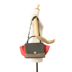 Small Tricolor Leather Trapeze Satchel