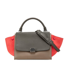 Small Tricolor Leather Trapeze Satchel