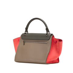 Small Tricolor Leather Trapeze Satchel