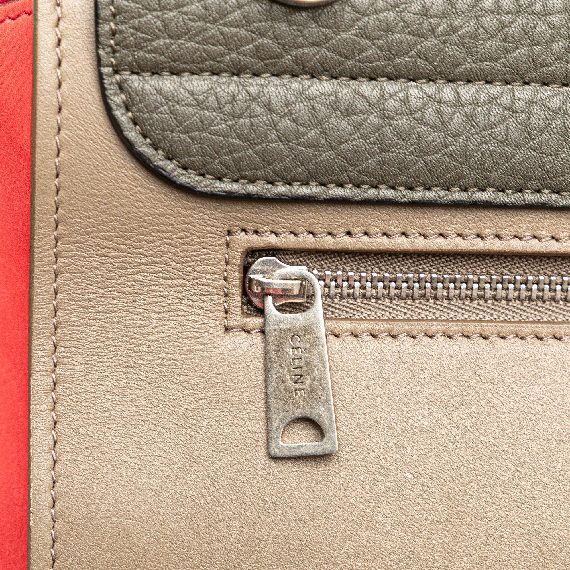 Small Tricolor Leather Trapeze Satchel