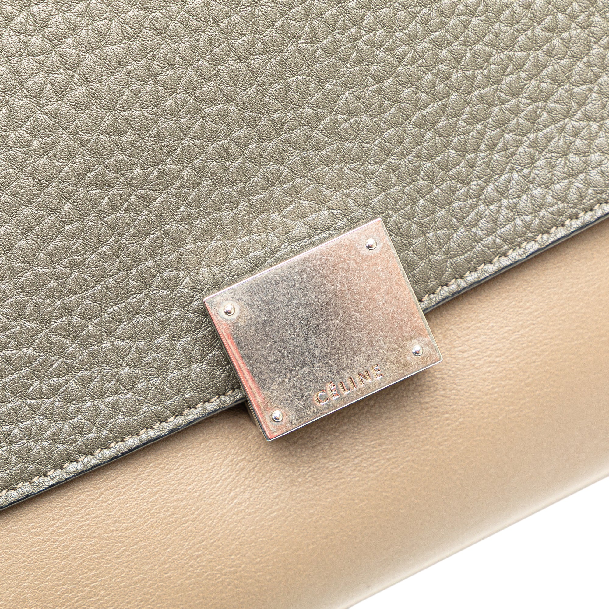 Small Tricolor Leather Trapeze Satchel