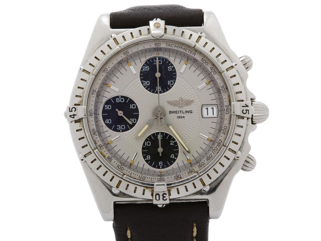 Breitling Chronomat Chronometer Automatic Watch stainless Steel Dial and leather bracelet