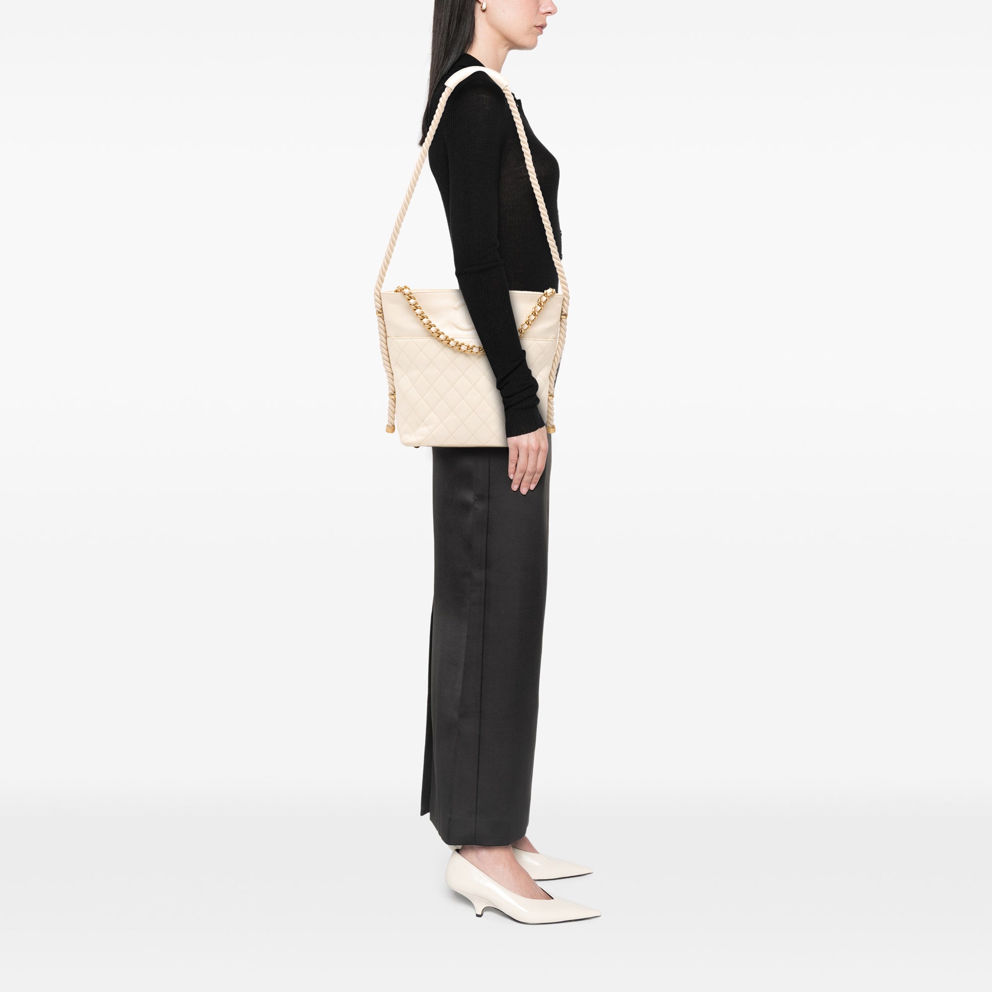 Crumpled Calfskin En Vogue Rope Satchel
