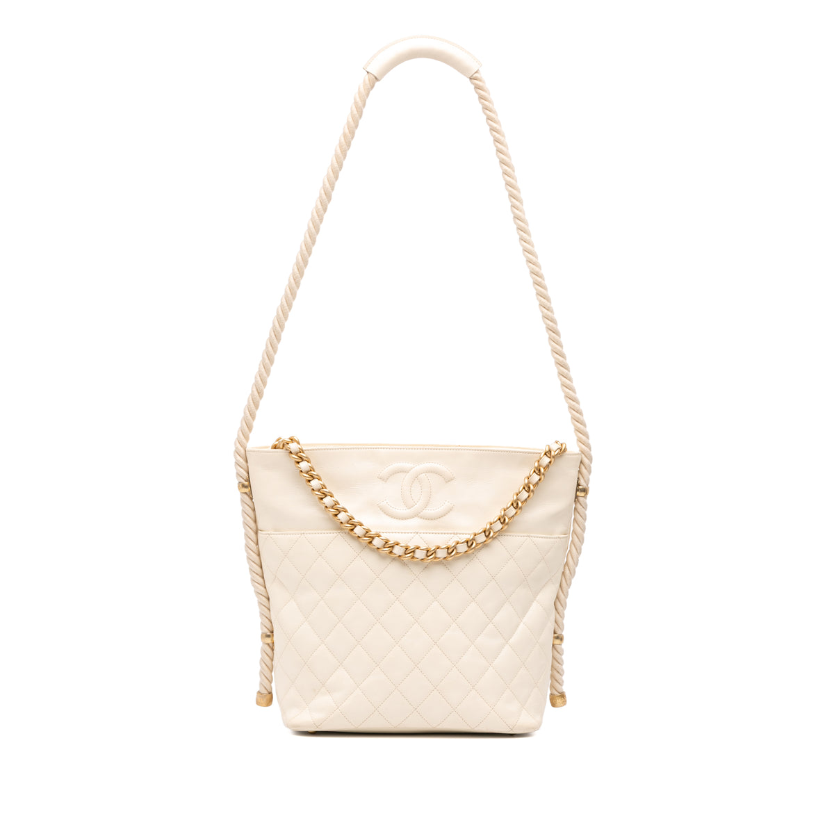 Crumpled Calfskin En Vogue Rope Satchel