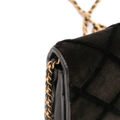 CC Quilted Velvet Wallet on Chain