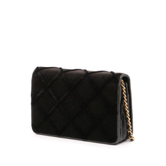 CC Quilted Velvet Wallet on Chain