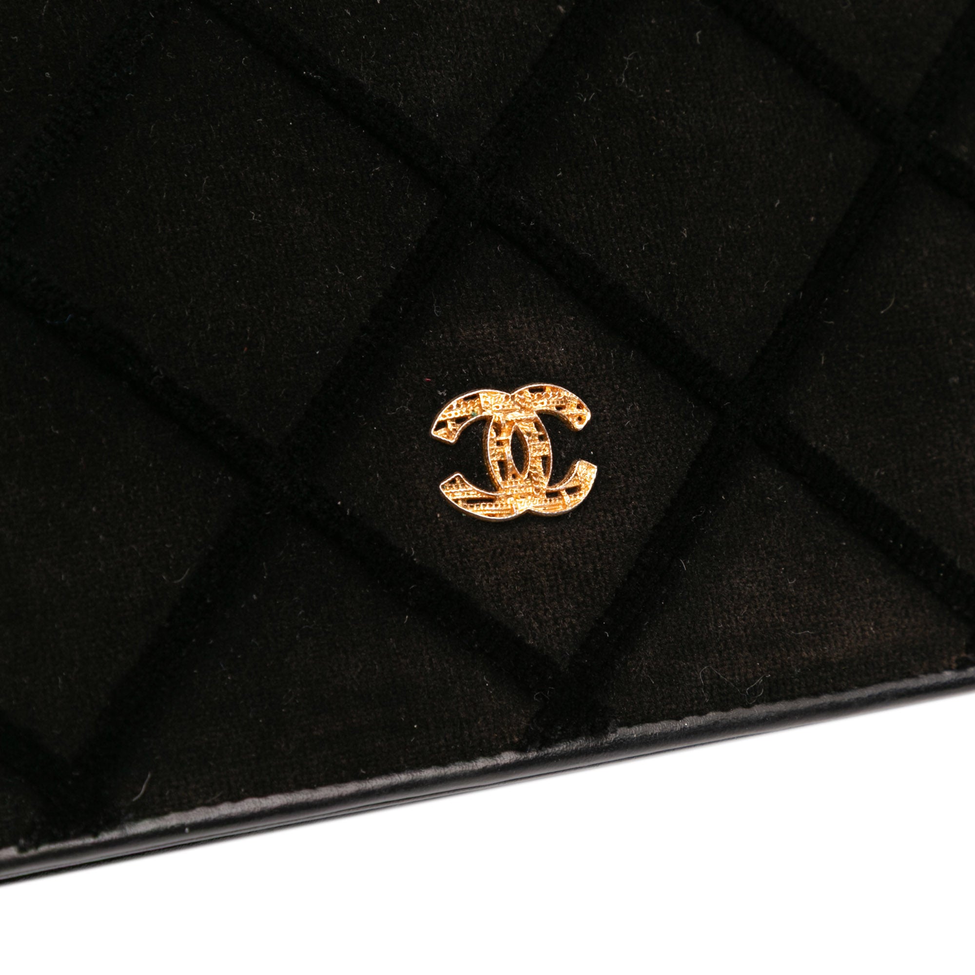 CC Quilted Velvet Wallet on Chain