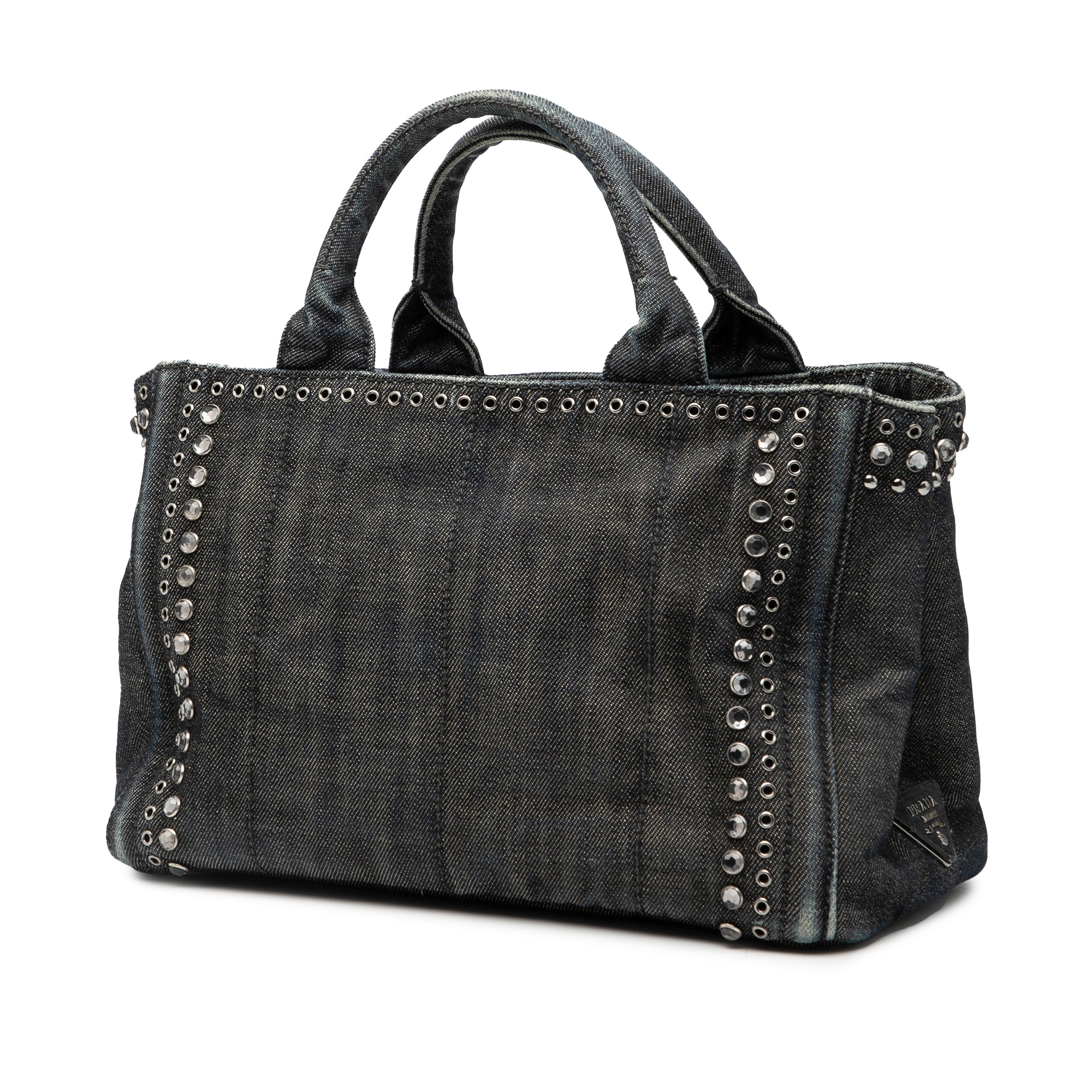 Small Denim Canapa Bijoux and Grommet Satchel
