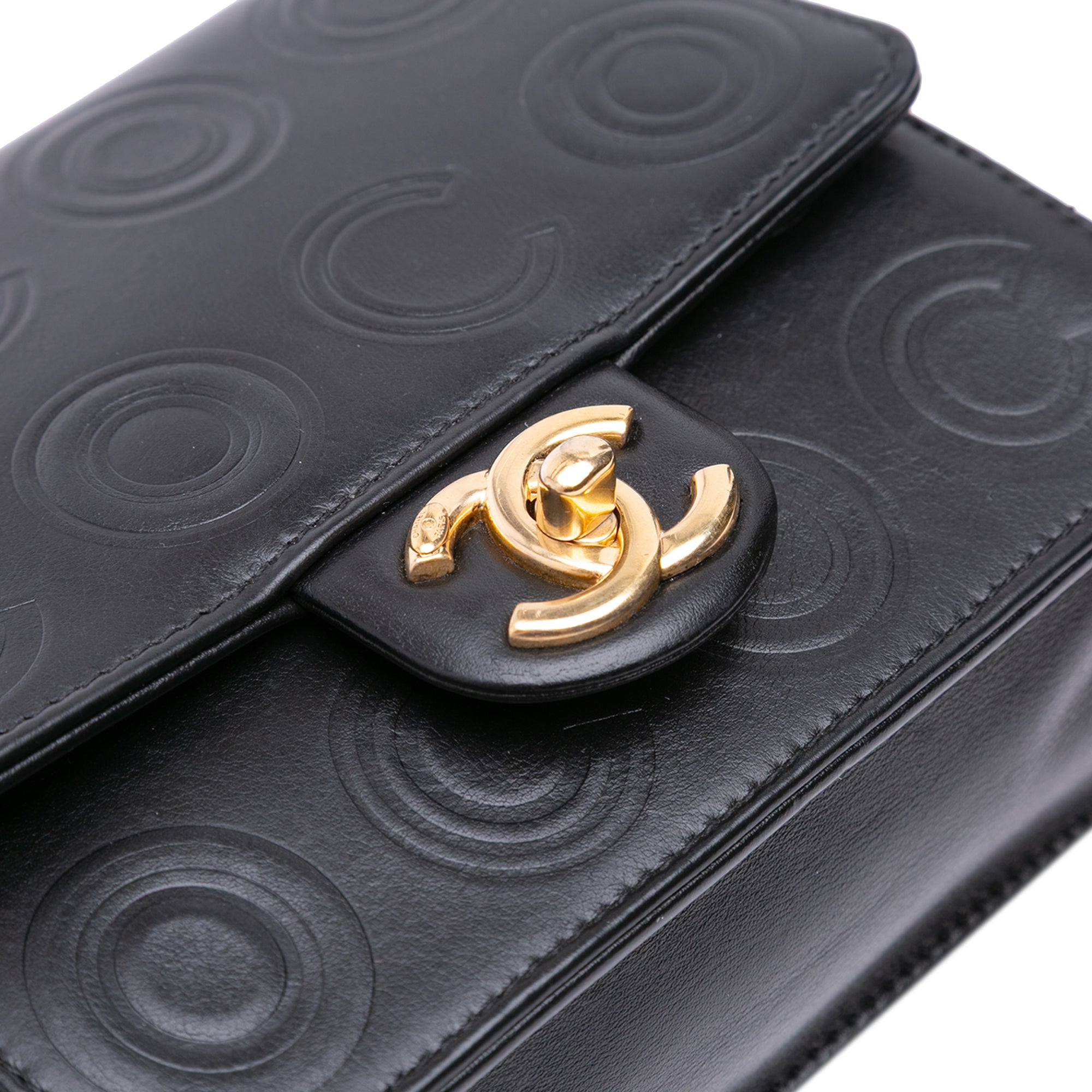 Mini Square Calfskin Coco Embossed Flap