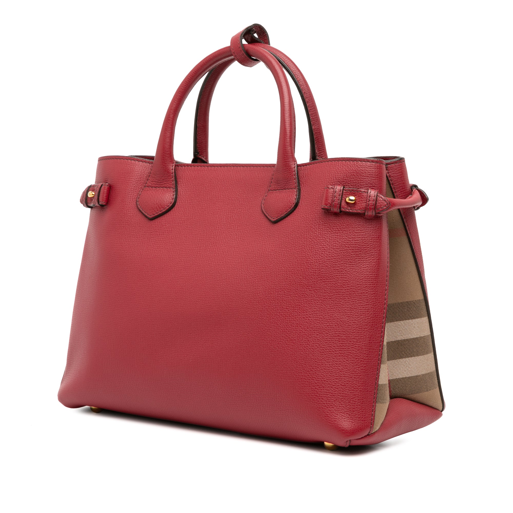 Medium Leather and House Check Banner Satchel