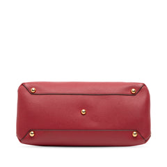 Medium Leather and House Check Banner Satchel