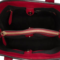 Medium Leather and House Check Banner Satchel