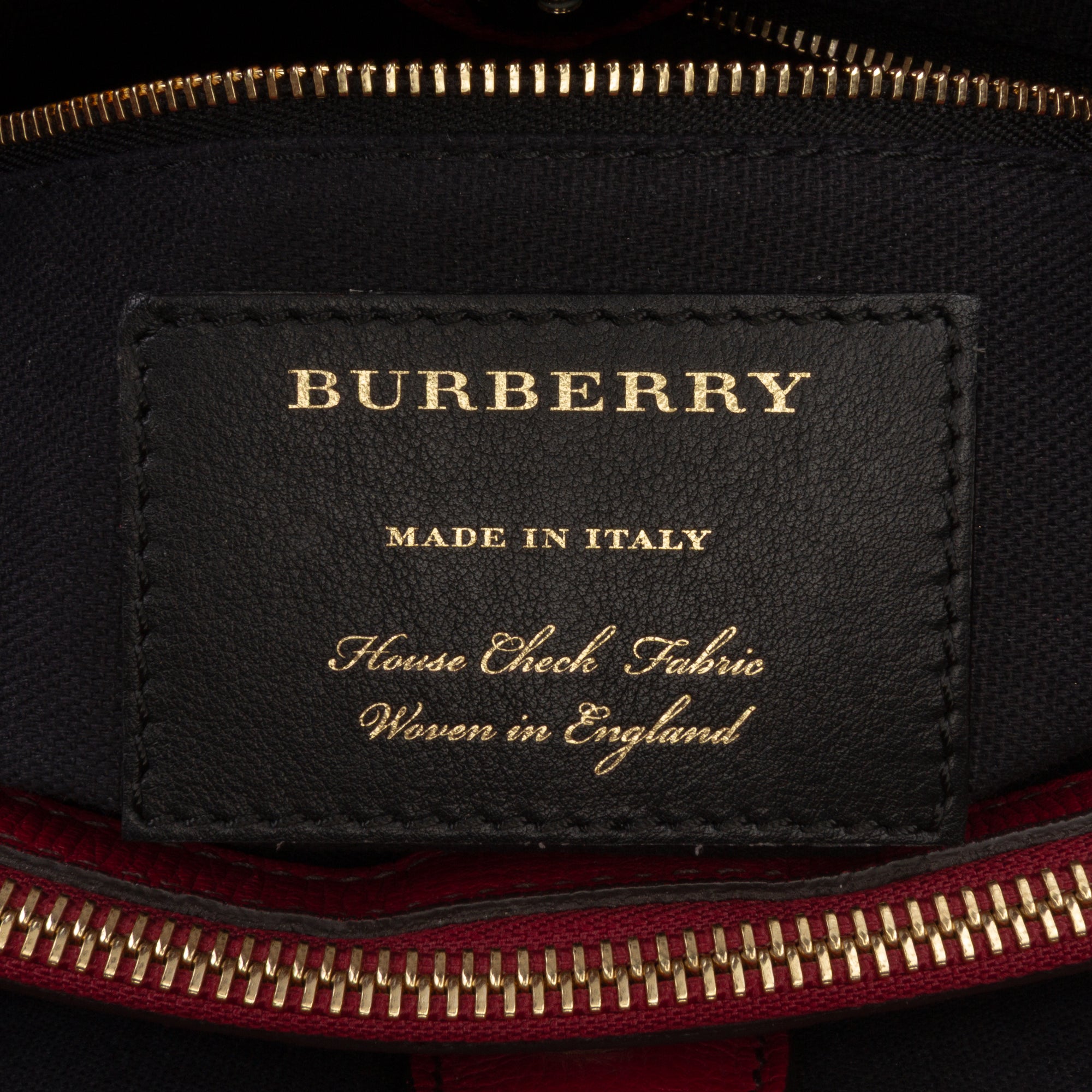 Medium Leather and House Check Banner Satchel