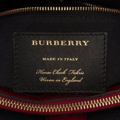 Medium Leather and House Check Banner Satchel