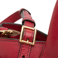 Medium Leather and House Check Banner Satchel