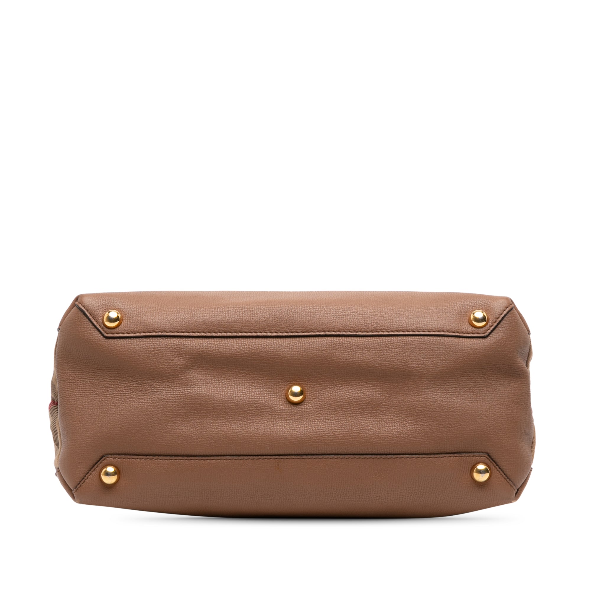 Medium Leather and House Check Banner Satchel