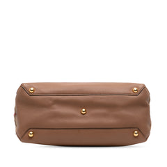 Medium Leather and House Check Banner Satchel