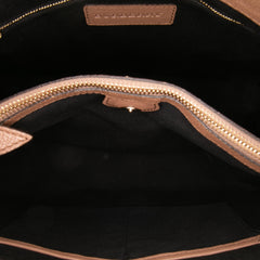 Medium Leather and House Check Banner Satchel