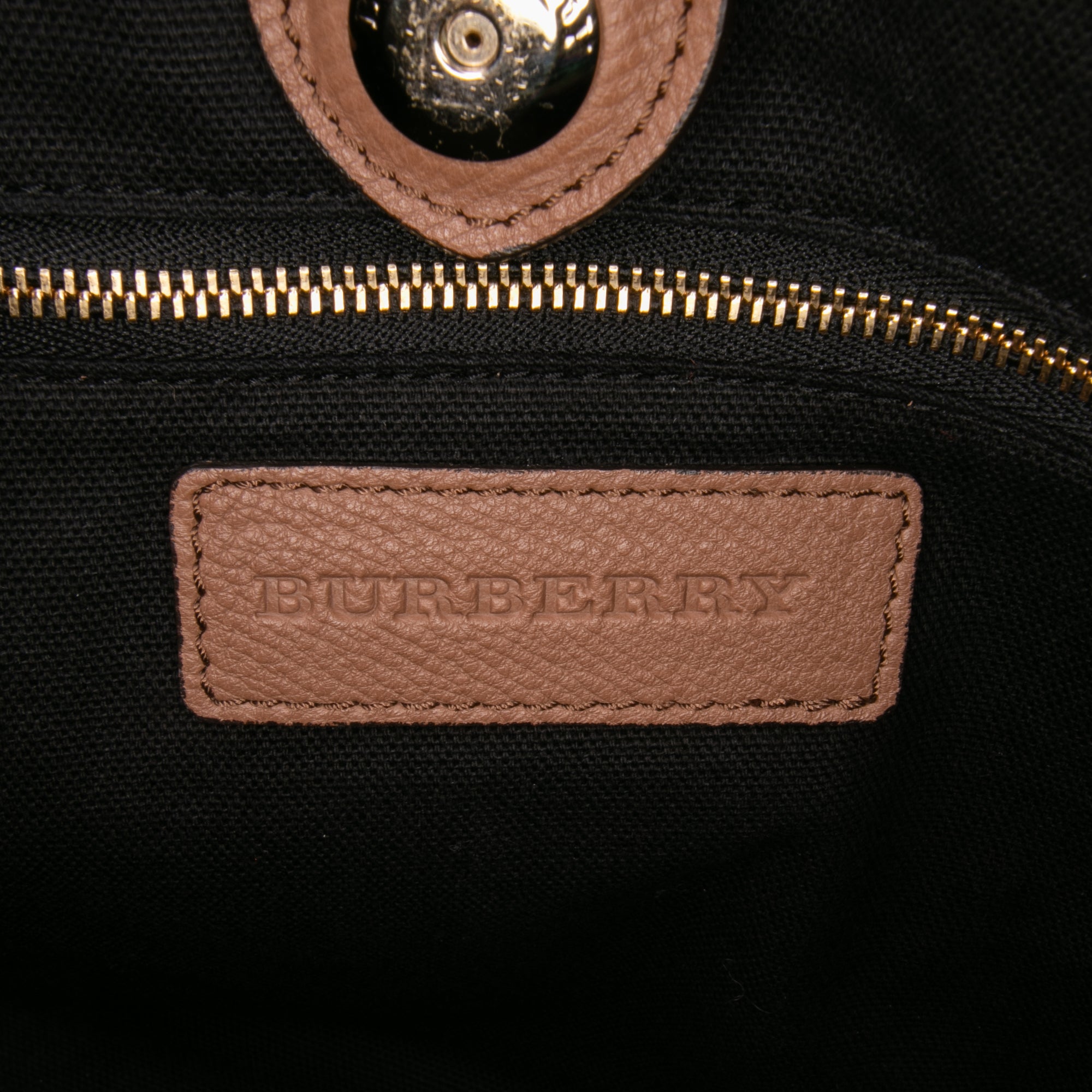 Medium Leather and House Check Banner Satchel