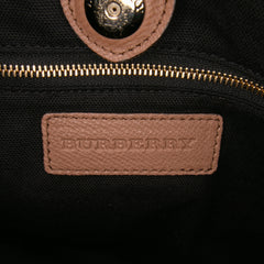 Medium Leather and House Check Banner Satchel