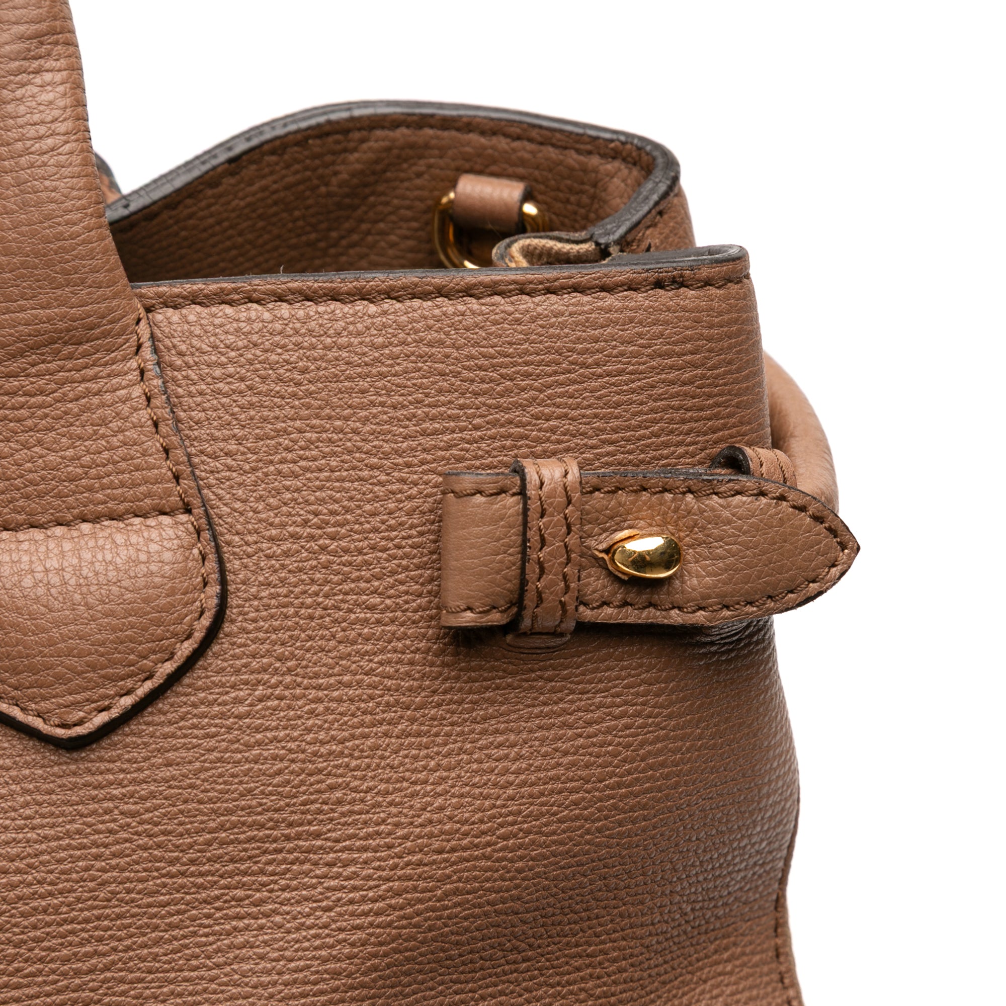 Medium Leather and House Check Banner Satchel