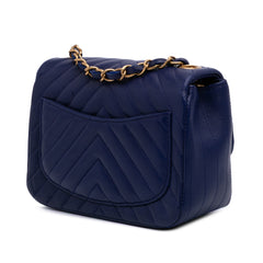 Mini Square Classic Chevron Lambskin Single Flap