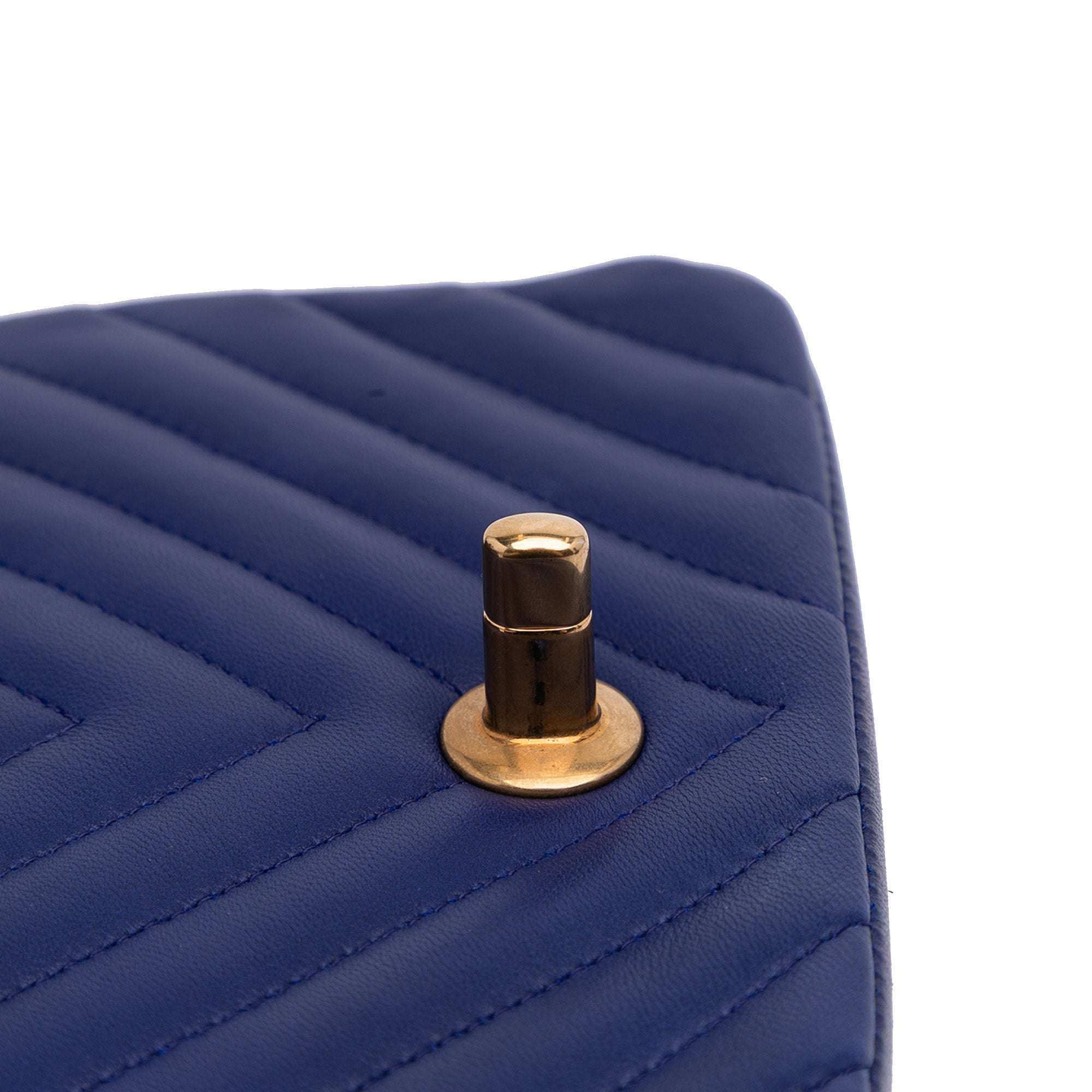 Mini Square Classic Chevron Lambskin Single Flap