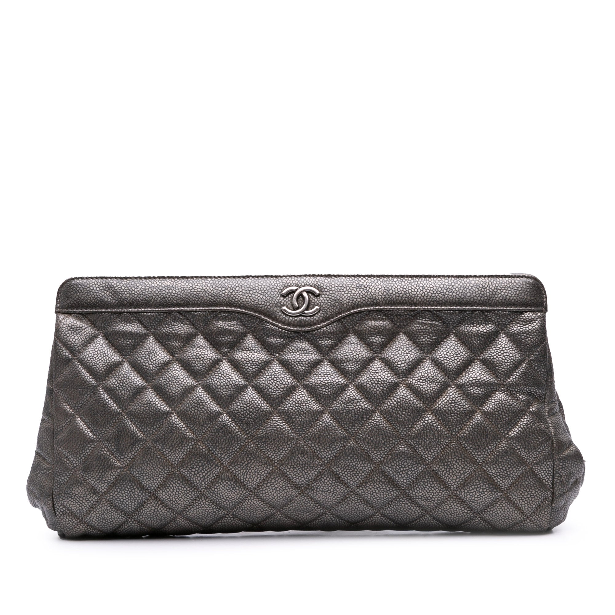 CC Quilted Metallic Caviar Clutch