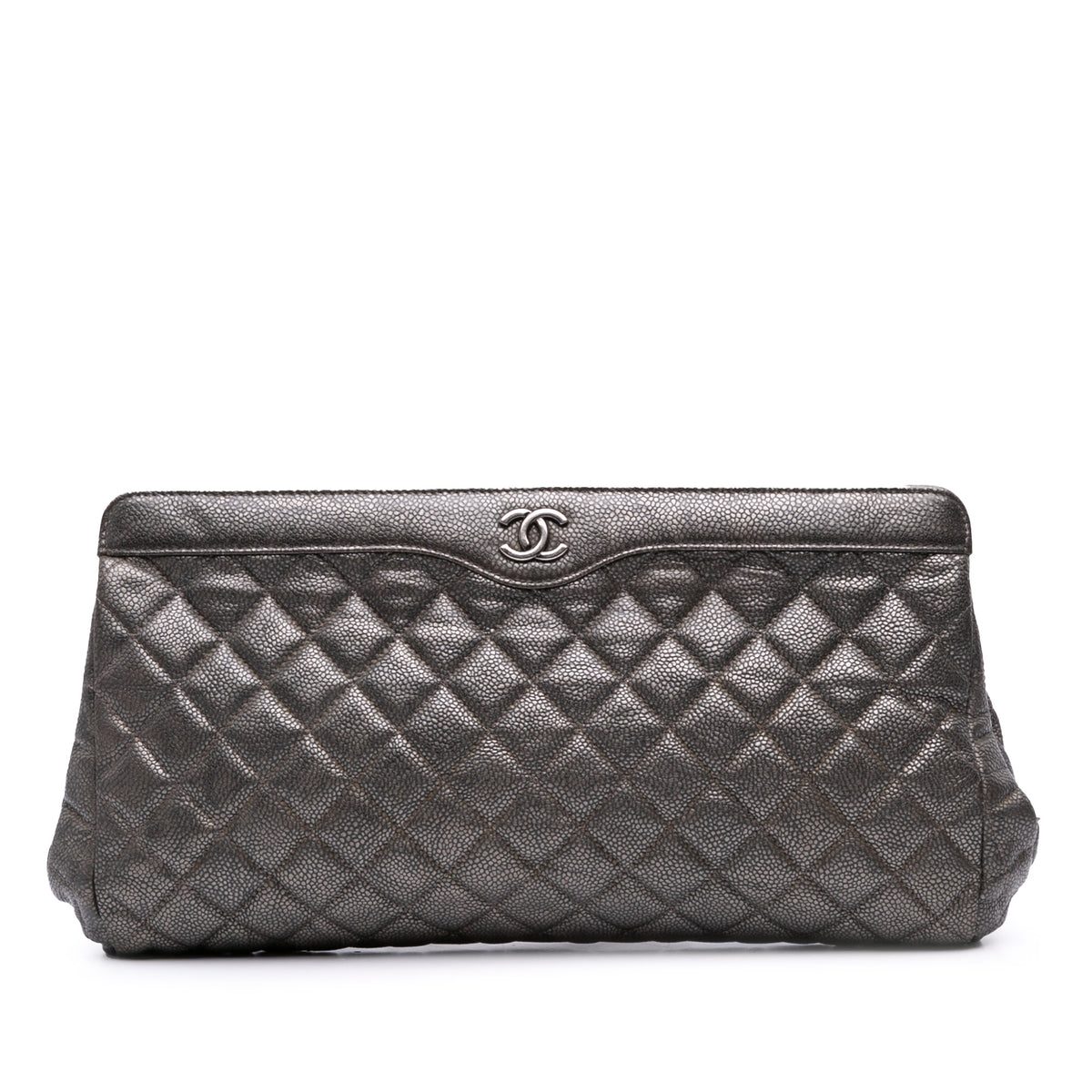 CC Quilted Metallic Caviar Clutch