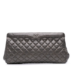 CC Quilted Metallic Caviar Clutch