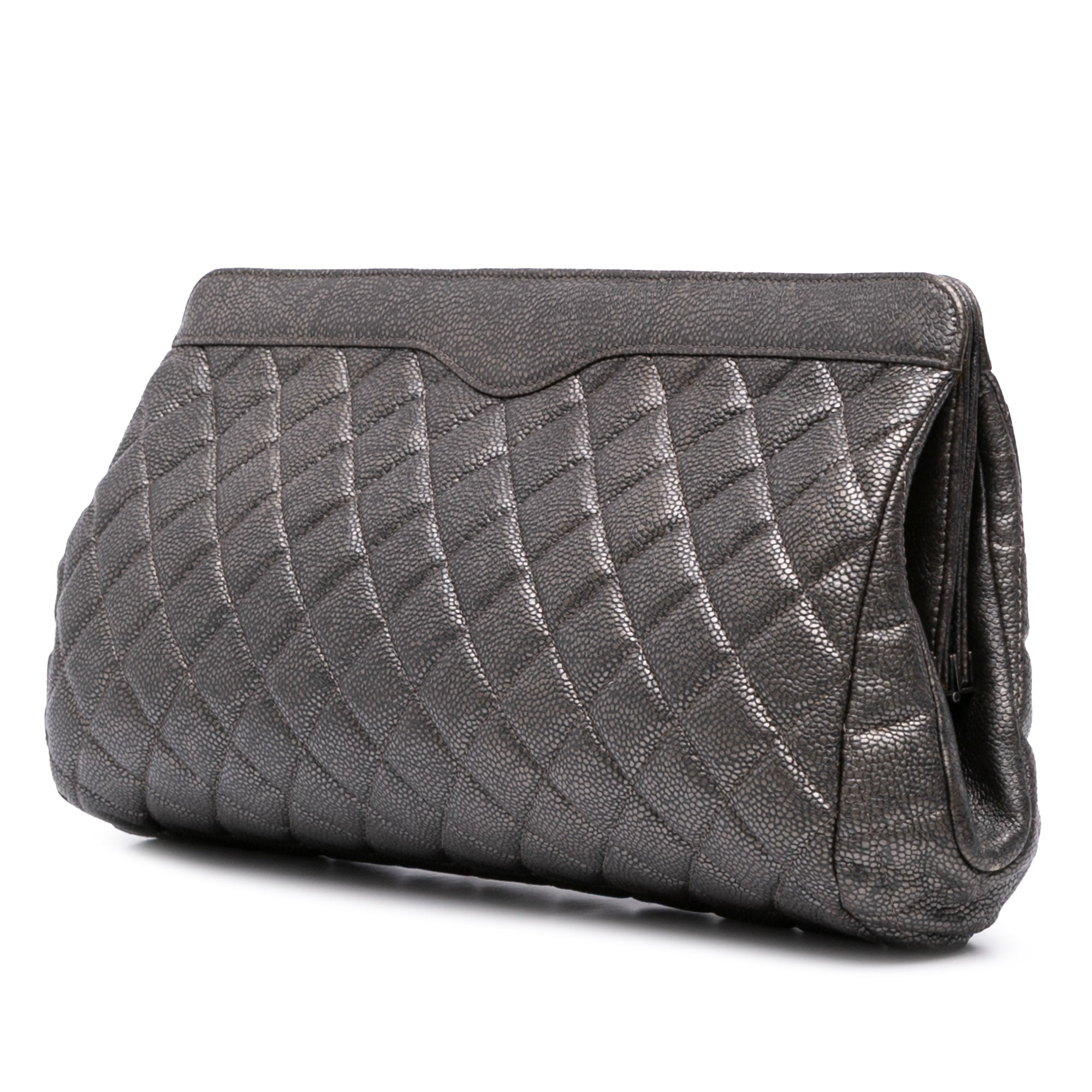 CC Quilted Metallic Caviar Clutch