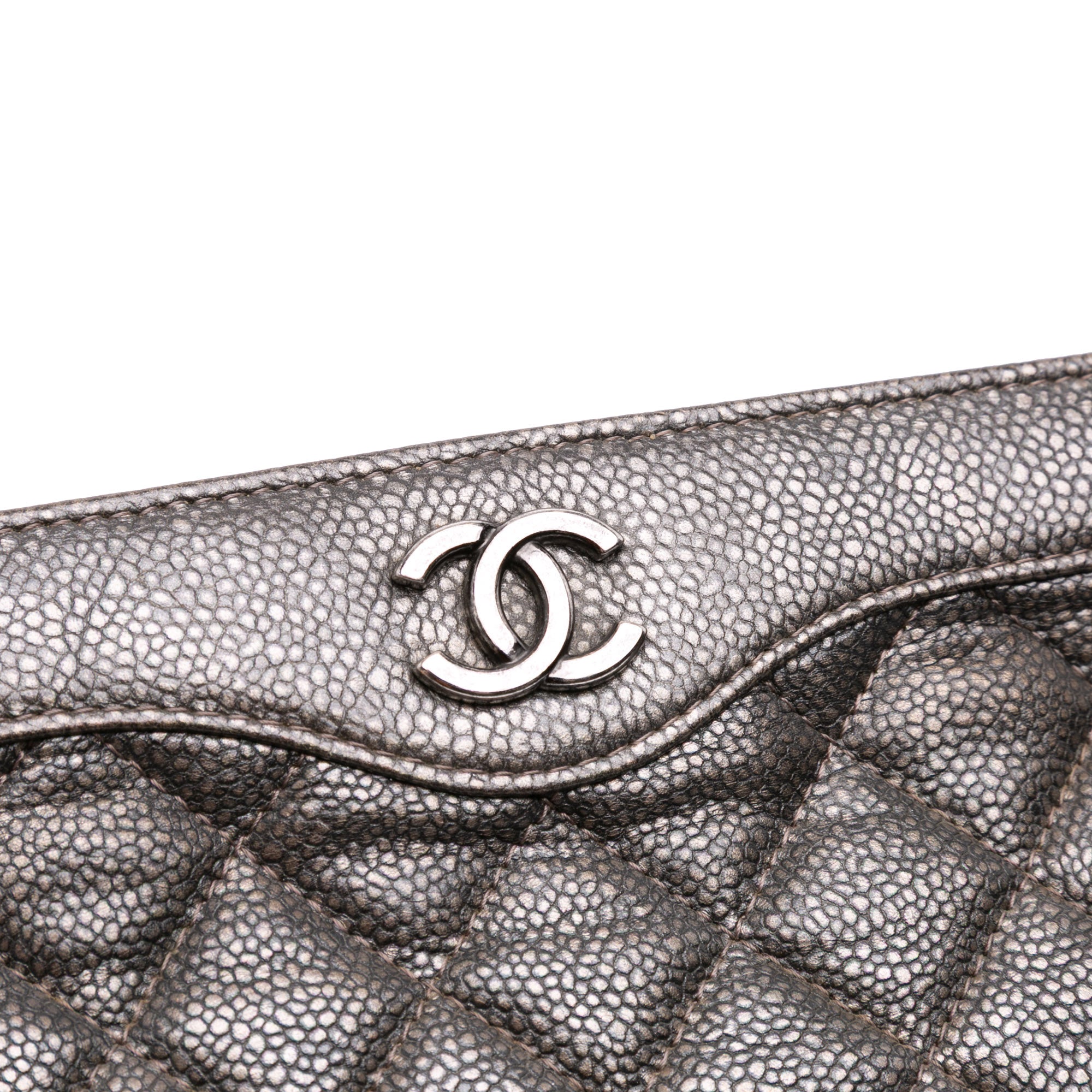CC Quilted Metallic Caviar Clutch