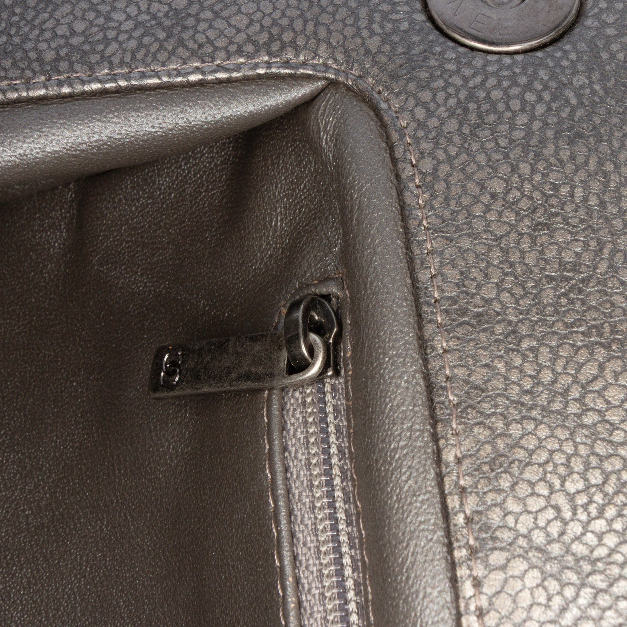 CC Quilted Metallic Caviar Clutch