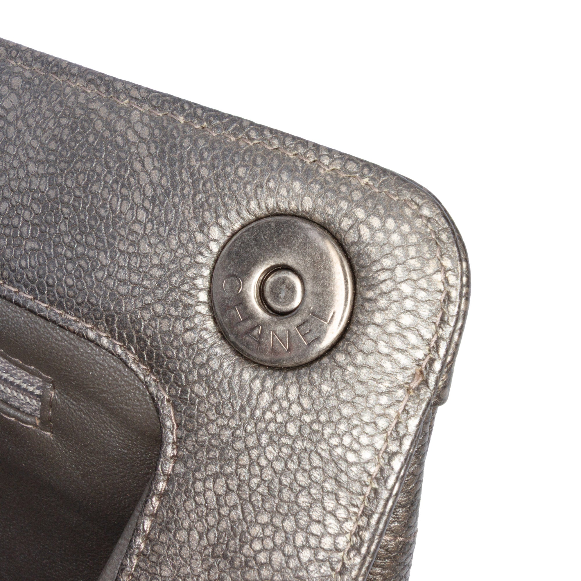CC Quilted Metallic Caviar Clutch