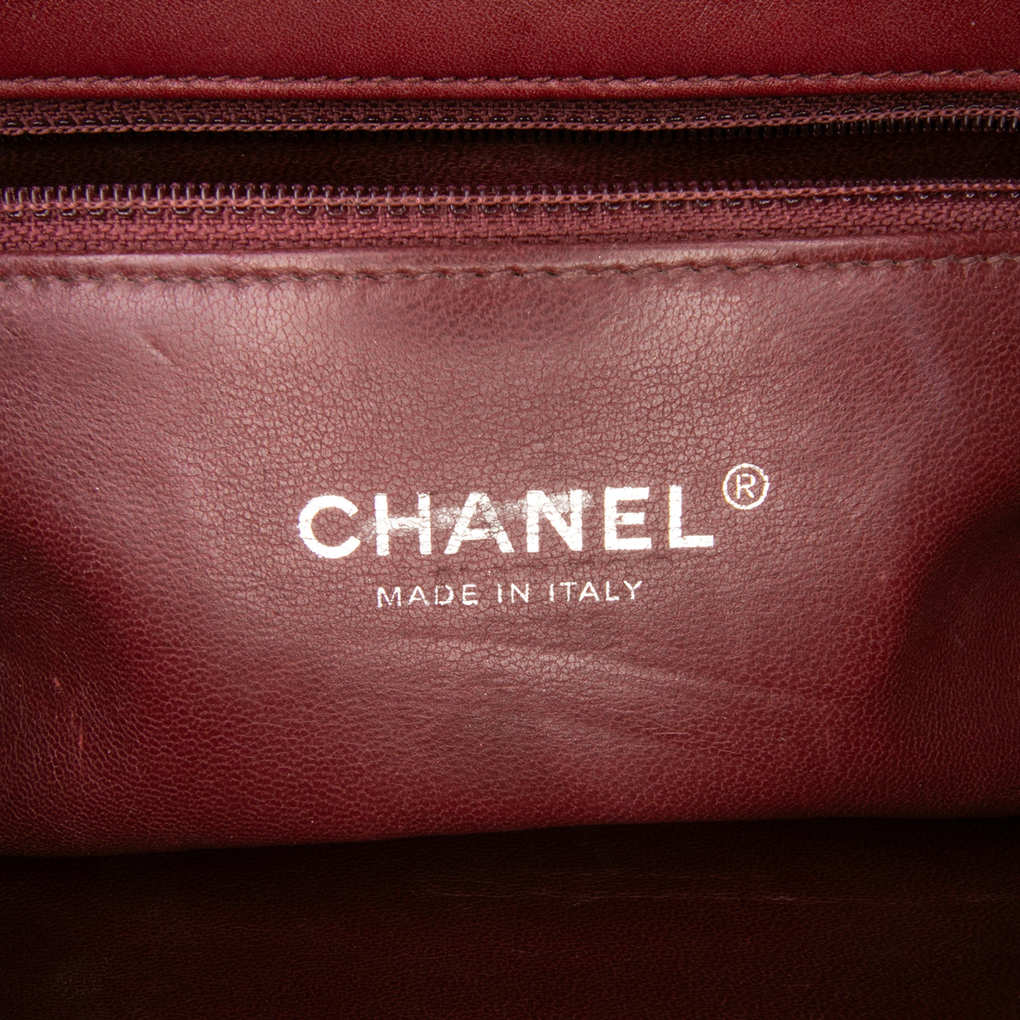 CC Stitched Calfskin Chain Flap