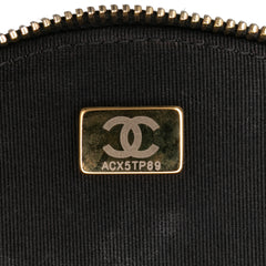 Quilted Lambskin Oval Logo Chain Top Handle Round Clutch on Chain