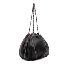 Lambskin and Satin Reversible Sac Cordon Bucket Bag