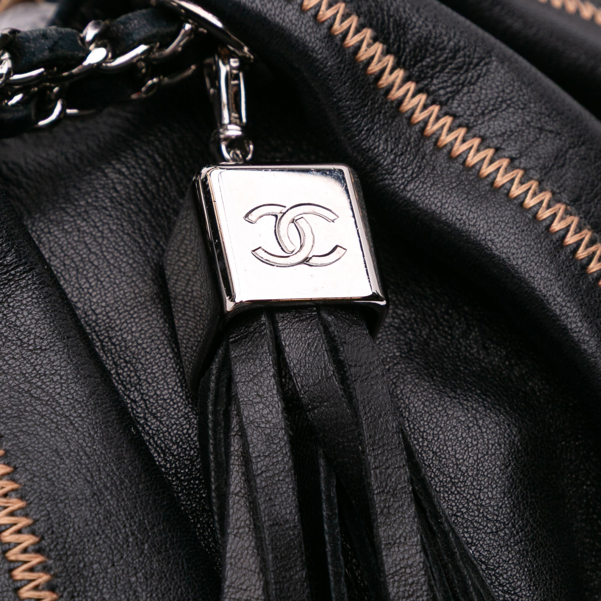 Lambskin and Satin Reversible Sac Cordon Bucket Bag