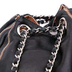 Lambskin and Satin Reversible Sac Cordon Bucket Bag