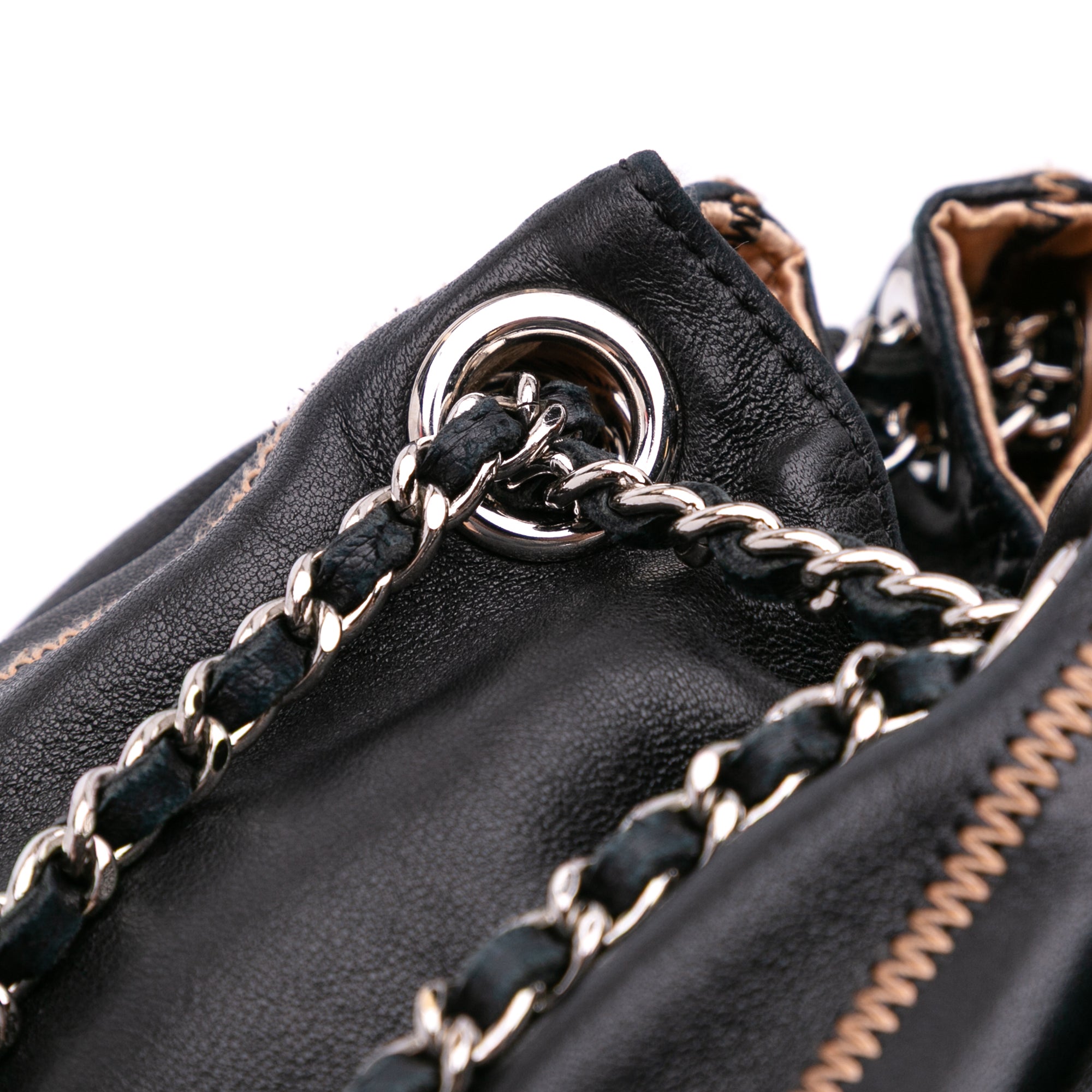 Lambskin and Satin Reversible Sac Cordon Bucket Bag