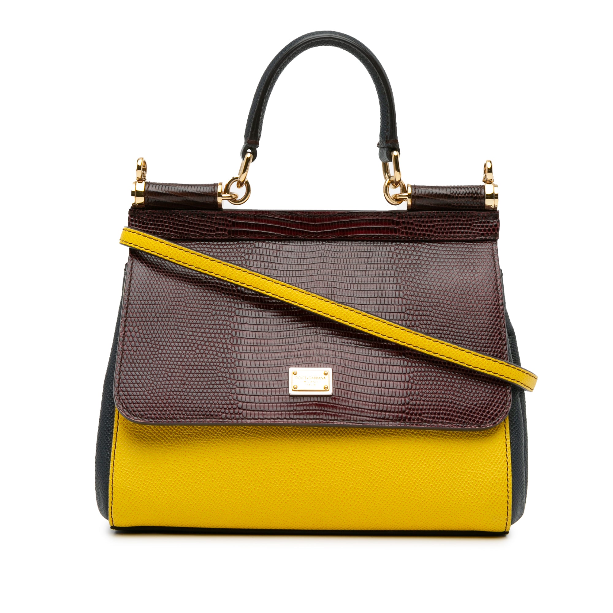 Small Tricolor Embossed Calfskin Miss Sicily Satchel