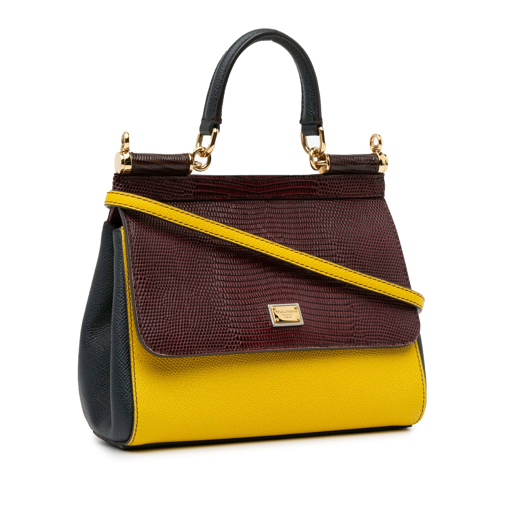 Small Tricolor Embossed Calfskin Miss Sicily Satchel