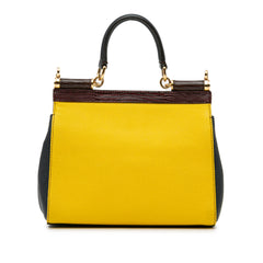 Small Tricolor Embossed Calfskin Miss Sicily Satchel