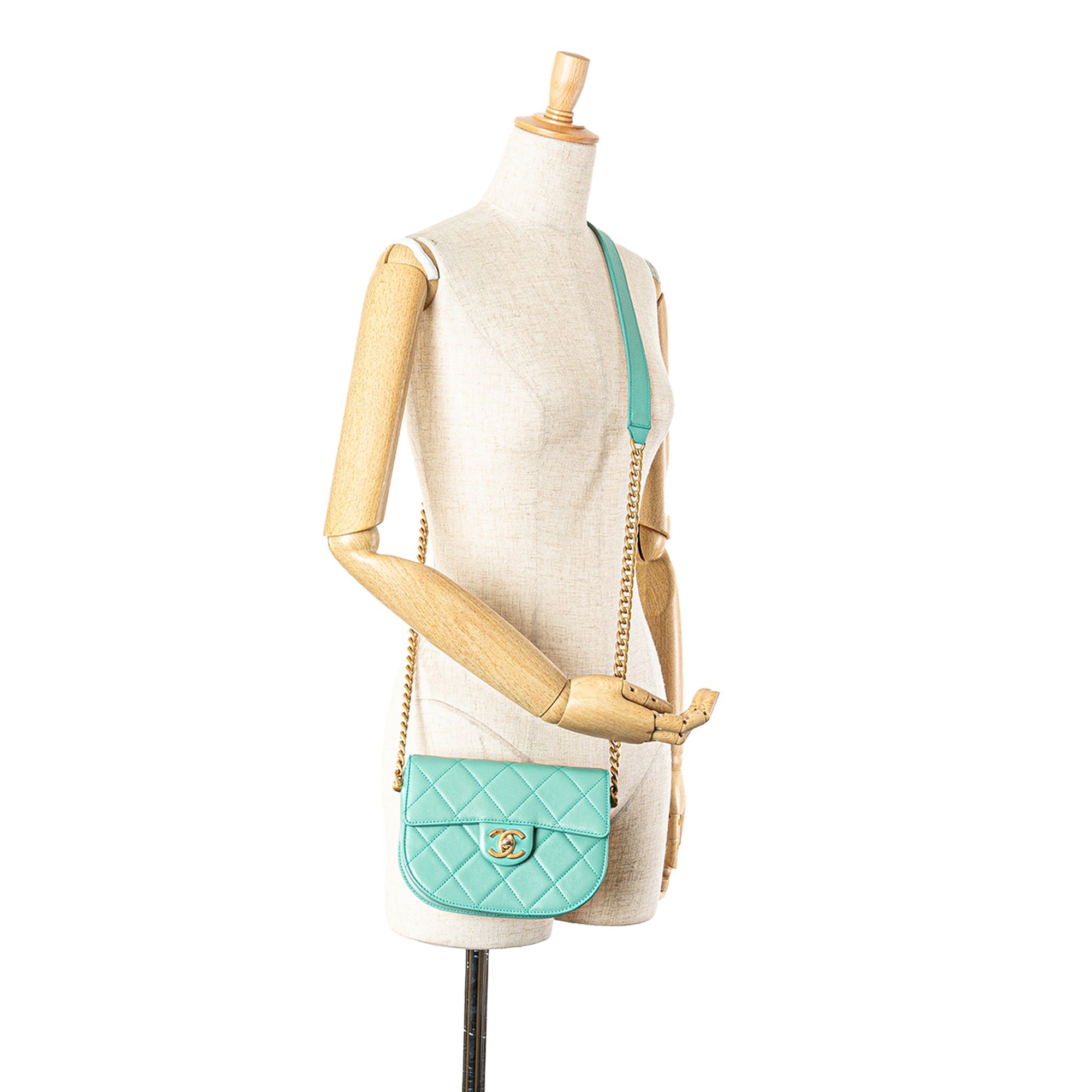 Quilted Lambskin Round Moon Messenger Flap