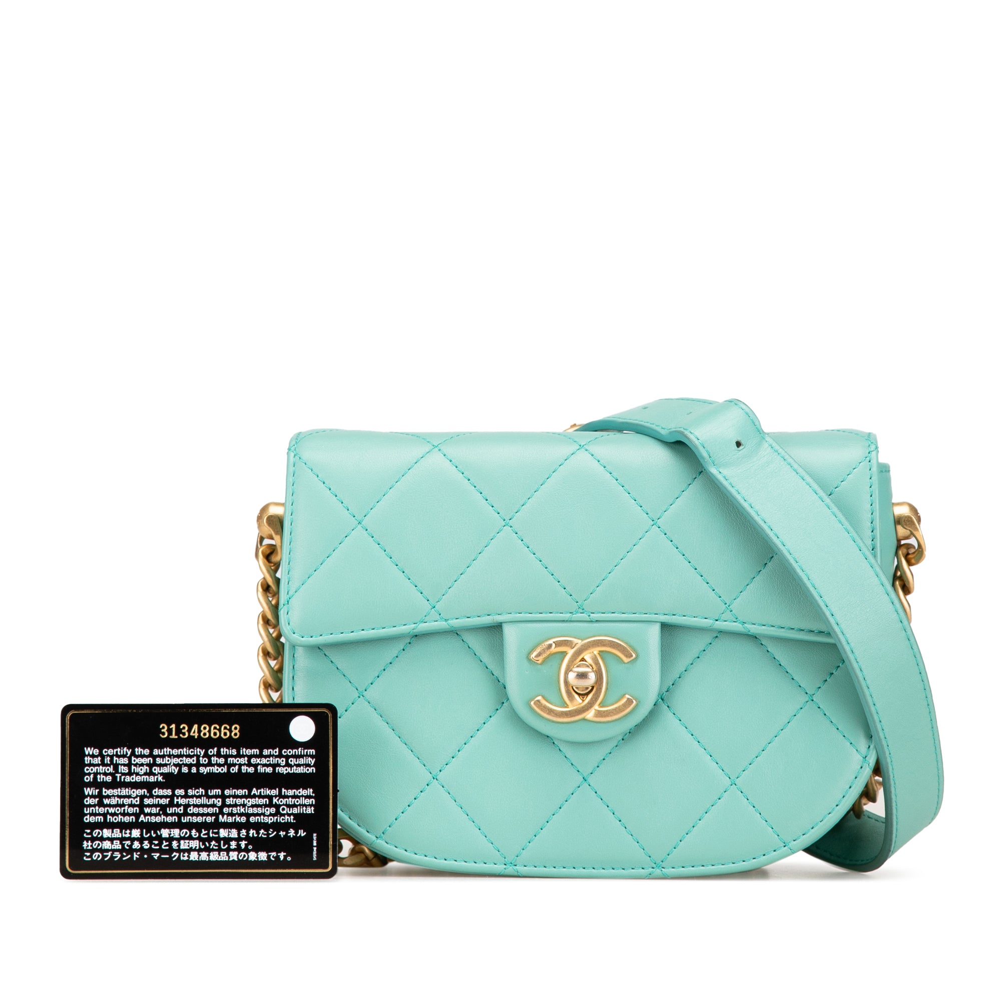 Quilted Lambskin Round Moon Messenger Flap