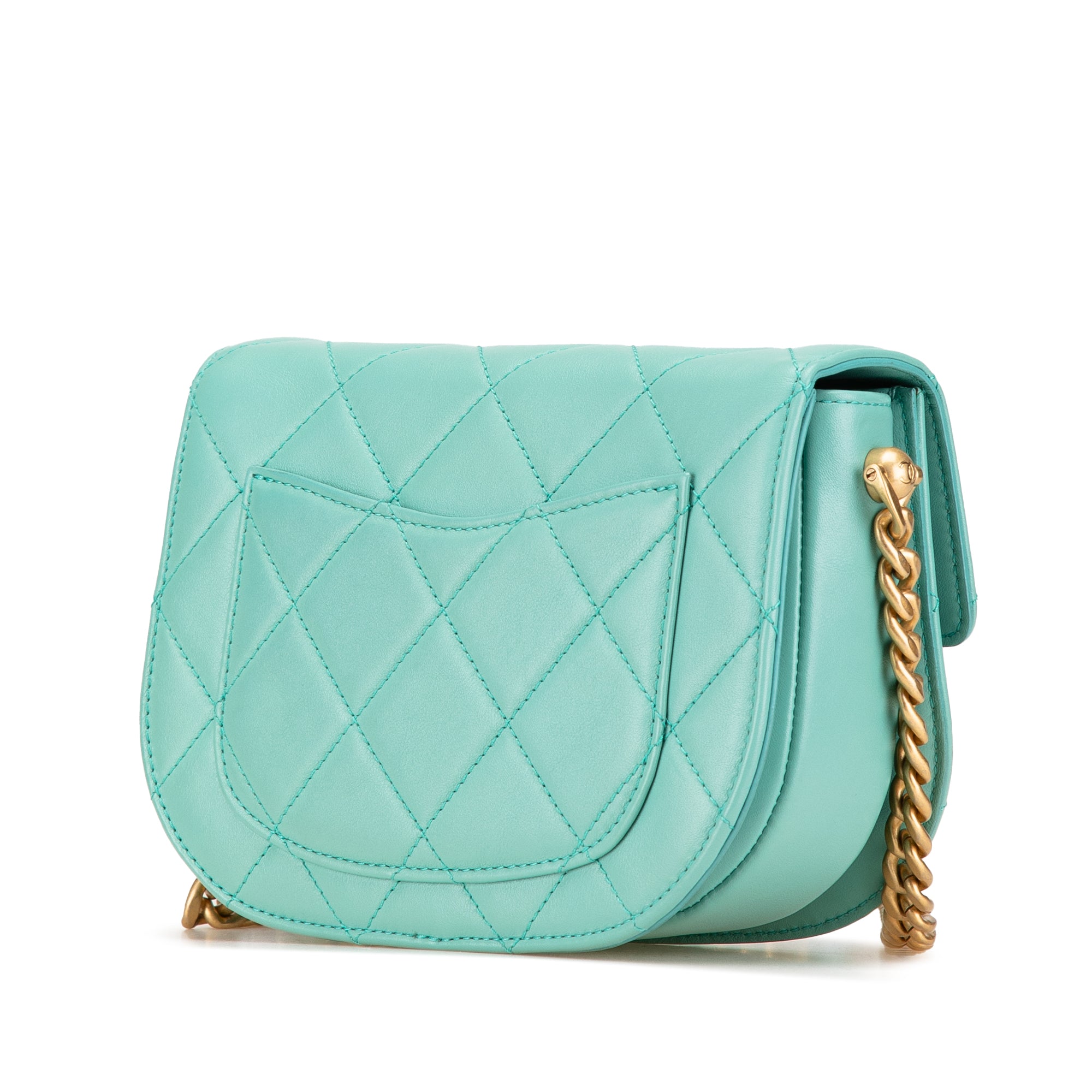 Quilted Lambskin Round Moon Messenger Flap